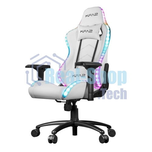 Кресло KFA2 Gaming Chair 01 RGB SE белый, экокожа, RGB-подсветка, подголовник
