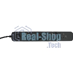 Сетевой фильтр Гарнизон 2.0 Мультипорт EPS-4-U3-B-2, 4 р, 10А, 3xUSB, 2 м, ур.защиты 2+, черный, пакет