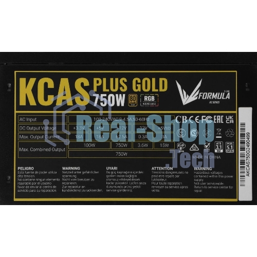 Блок питания Aerocool/Formula KCAS PLUS GOLD 750W (750W, ATX v2.4, APFC, Fan ARGB 12cm, 80+ Gold, Retail)
