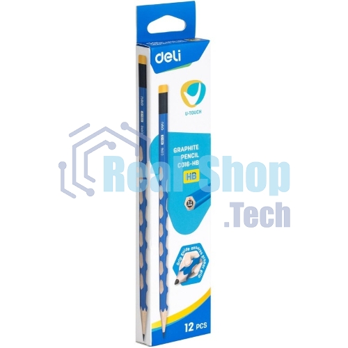 Карандаш чернографитный Deli EC016-HB U-Touch HB шестигранный синий (12шт) ластик