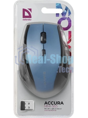 Мышь беспроводная Defender Accura MM-365 синий, 1600 dpi, радиоканал, USB, кнопки - 6