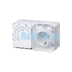 Блок ОП AtlasDesign Profi54 розетка 16А 250В с заземл. защ. шторки + 1-кл. выключатель 10А IP54 бел. SchE
