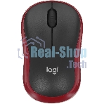 Мышь беспроводная Logitech M185, красный, 1000 dpi, радиоканал, USB, кнопки - 3