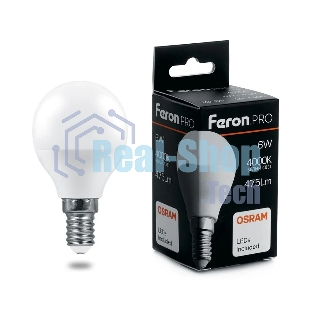 Лампа светодиодная Feron PRO LB-1406 (38066) 6 вт Е14 белый матовый шар