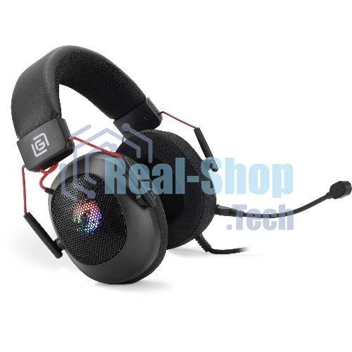 Гарнитура Oklick HS-L305G чёрный, проводная, USB, подсветка