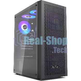 Корпус без блока питания PCCOOLER MA100 MESH BK, Mesh Mid Tower, черный, TG, 0.4 SPCC, 3x120мм ARGb ATX, mATX, mITX 160/310/180мм 2x2.5
