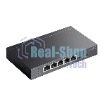 Коммутатор настольный TP-Link TL-SG1005P-PD с 5 гиг. портами (1 порт с входящим PoE++, 4 порта с исходящим PoE+), бюджет PoE: 9, 21, 47 или 66 Вт (зависит от используемого стандарта входящего PoE)