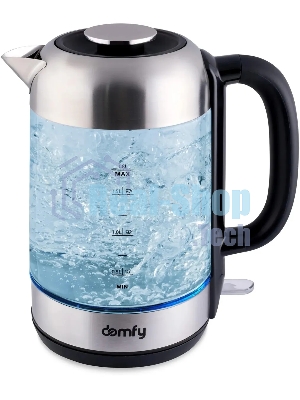 Чайник электрический Domfy DSM-EK401 1.8л. 2200Вт черный/прозрачный (корпус: стекло)