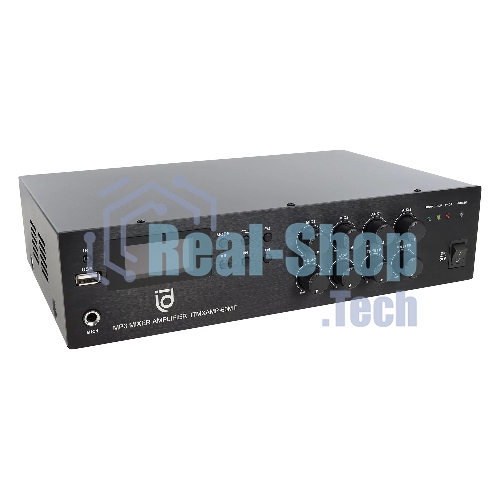 Микшер-усилитель Intrend ITMXAMP-60MT MP3, FM тюнер, USB, Bluetooth, 2хMic/3хLine входы, 1хLine выход,60 Вт, 4/8Ом/100V, IR-пульт в комплекте