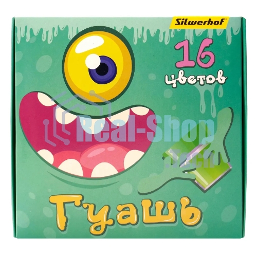 Гуашь Silwerhof Монстрики, 16 цветов, баночка, 20 мл, картонная коробка