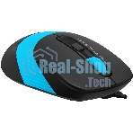 Мышь проводная A4Tech Fstyler FM10S черный/голубой, 1600 dpi, USB, кнопки - 4