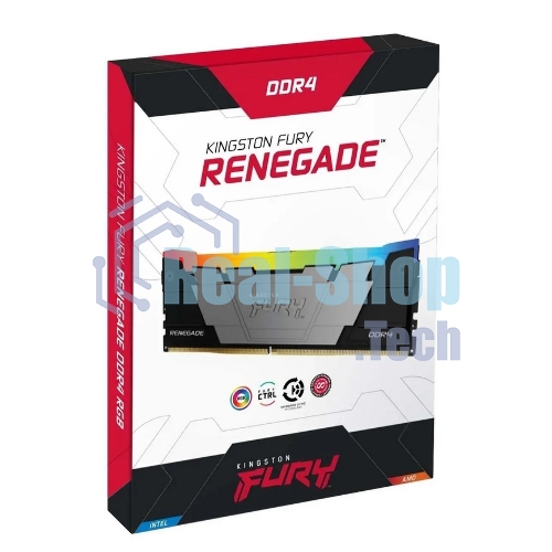 Оперативная память Kingston Fury Renegade, DDR4, 64GB (4x16GB), 3600MHz, CL16, DIMM, с радиатором, RGB, серебристый/черный