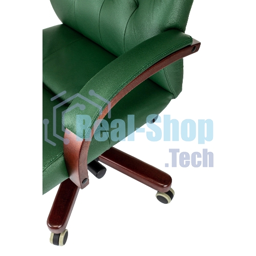 Кресло Бюрократ T-9928Walnut зеленый, кожа