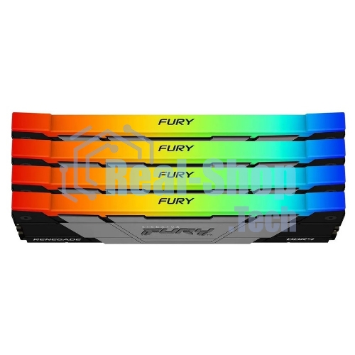 Оперативная память Kingston Fury Renegade, DDR4, 64GB (4x16GB), 3600MHz, CL16, DIMM, с радиатором, RGB, серебристый/черный