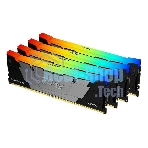 Оперативная память Kingston Fury Renegade, DDR4, 64GB (4x16GB), 3600MHz, CL16, DIMM, с радиатором, RGB, серебристый/черный
