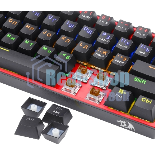Клавиатура Redragon Fizz проводная, USB Type-A, чёрный/красный