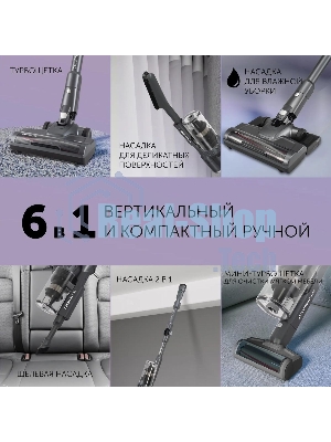 Пылесос вертикальный Polaris IQ Home PVCS 4070 графит/серый, питание от аккумулятора, 200 Вт, уборка сухая/влажная, пылесборник 0.3 л