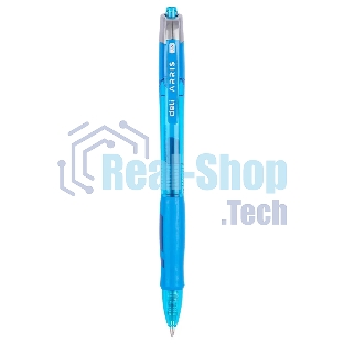 Ручка гелевая автоматическая Deli Arris EG08-BL прозрачный/голубой, d=0.5мм, синие чернила, резиновая манжета