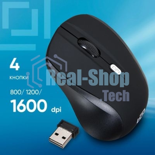 Мышь беспроводная Oklick 415MW черный, 1600 dpi, радиоканал, USB, кнопки - 4