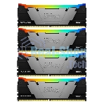 Оперативная память Kingston Fury Renegade, DDR4, 64GB (4x16GB), 3600MHz, CL16, DIMM, с радиатором, RGB, серебристый/черный