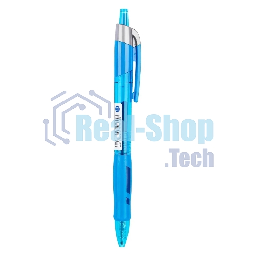 Ручка гелевая автоматическая Deli Arris EG08-BL прозрачный/голубой, d=0.5мм, синие чернила, резиновая манжета