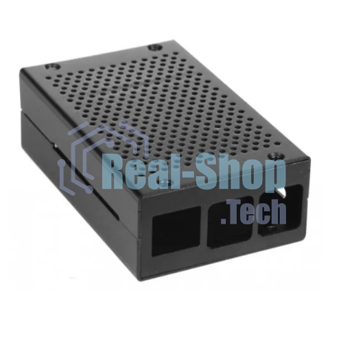 Корпус перфорированный Qumo, Aluminum Case, Raspberry Pi 4B, черный(RS026)