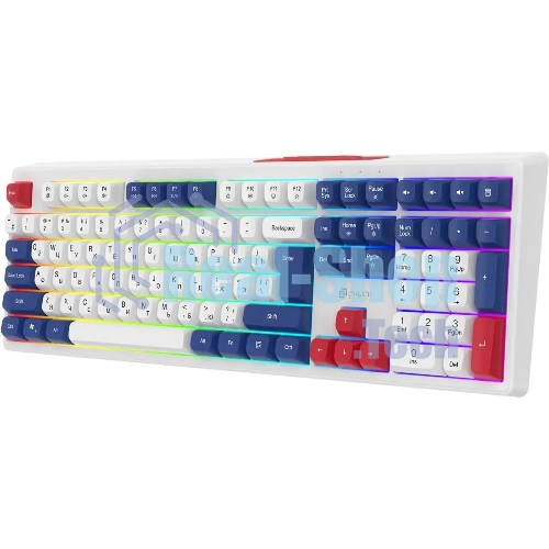 Клавиатура Oklick 725G проводная, USB Type-A, белый/красный