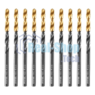 Сверло по металлу Denzel 4 мм, HSS-Tin, Golden Tip, 10 шт.