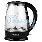 Чайник электрический Hyundai HYK-G2011 1.7 л, 2200 Вт, черный (корпус: стекло)