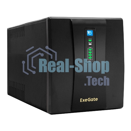Источник бесперебойного питания ExeGate SpecialPro UNB-1200.LED.AVR.EURO.RJ 1200VA/750W, LED, AVR, 4 евророзетки, RJ45/11, черный