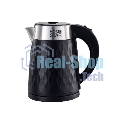 Чайник электрический Homestar HS-1021 1500 Вт, 1.7 л, нержавейка+пластик, черный, двойной корпус