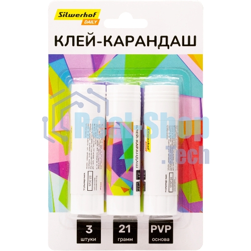Клей-карандаш Silwerhof Daily 21гр ПВП блистер (упаковка:3шт)
