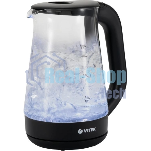 Чайник электрический Vitek VT-8803 1.7 л, 2200 Вт, черный корпус: стекло