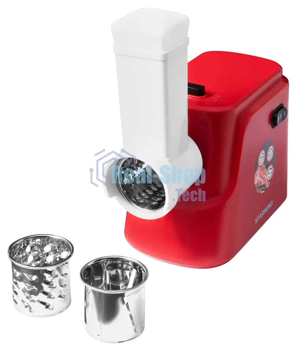 Мясорубка электрическая Starwind SMG3225 красный, 1500 Вт, 2.0 кг/мин, реверс, защита от перегрузки, насадки - 8
