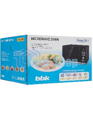 Микроволновая печь BBK 25MWC-991T/B черный/серебристый, 25 л, 900 Вт, переключатели - кнопки, поворотный механизм