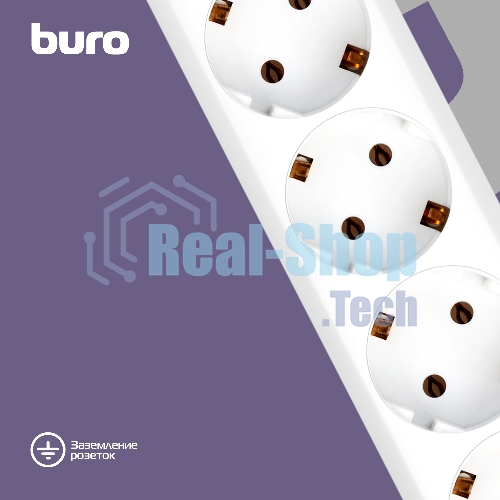 Сетевой фильтр Buro 600SH-16-1.8-W 1.8 м, 6 розеток, белый, коробка