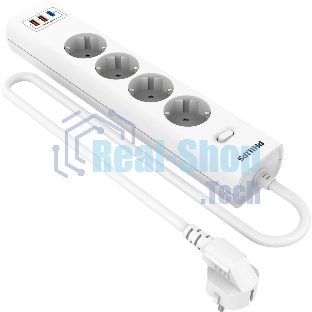 Сетевой фильтр Philips CHP4346WC/51, 5м, 4 розетки, белый