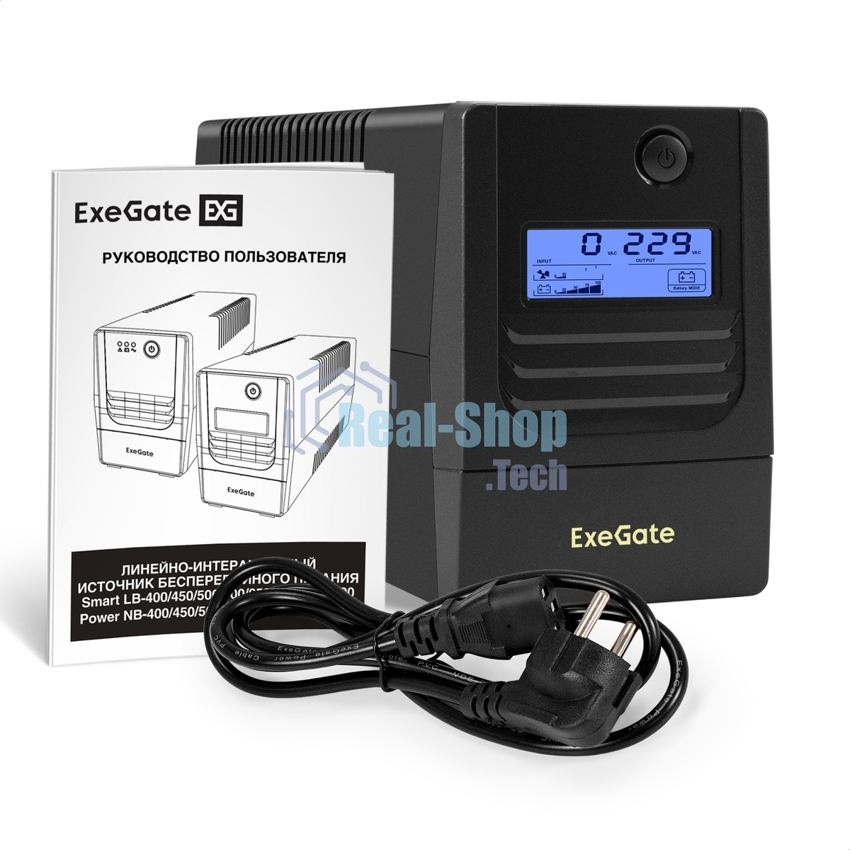 Источник бесперебойного питания ExeGate Smart LB-450.LCD.AVR.4C13 (450VA/270W, LCD, AVR, 4*C13, батарея 12V 4.5Ah, Black)