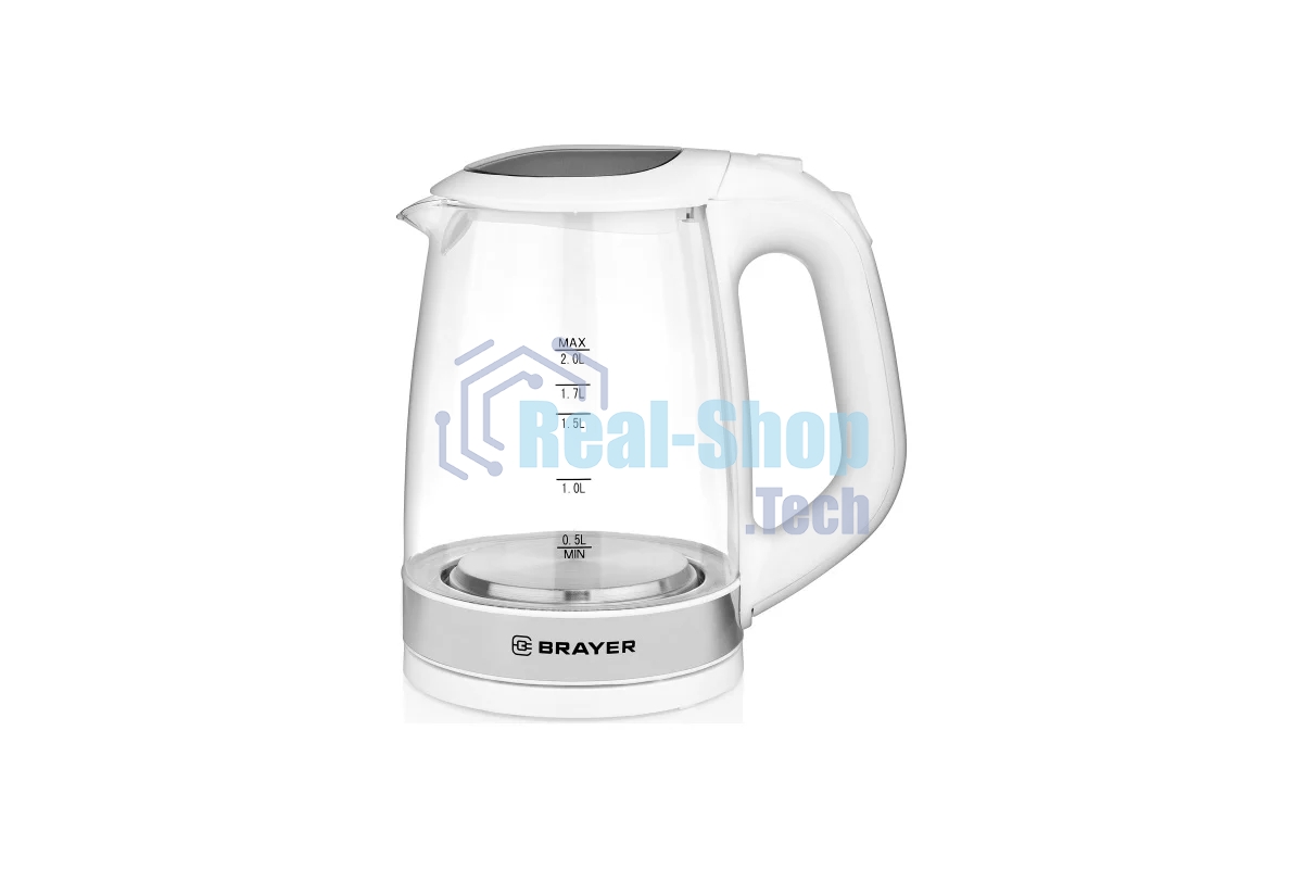 Электрочайник BRAYER BR1040WH белый, 2.0 л, 2200 Вт, скрытый нагревательный элемент