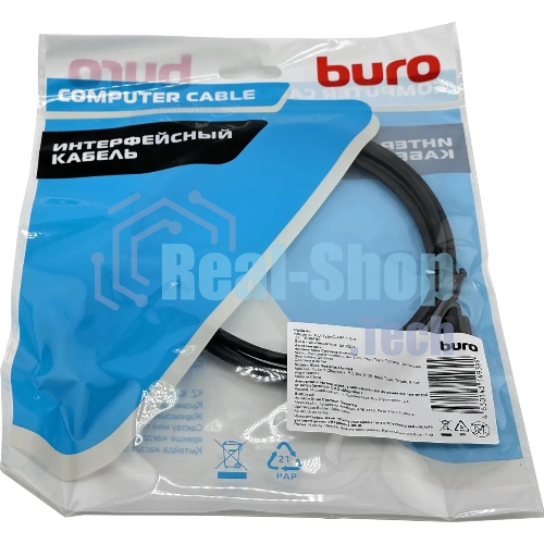 Кабель Buro ver1.4 USB Type-C (m) DisplayPort (m) 1.5м черный