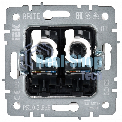 Розетка компьютерная двойная IEK BRITE РК10-2-БрБ RJ45 кат.5E белый