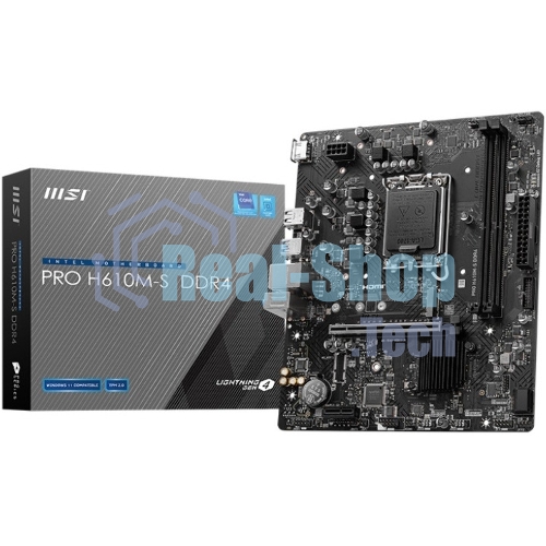 Материнская плата MSI PRO H610M-S DDR4, LGA 1700, Intel H610, 2xDDR4, 2xSATA, 1xM.2, 1xPCIe 4.0 x16, 1xPCIe 3.0 x1, 1xHDMI, 1x1Gb LAN, 4xUSB 2.0, 2xUSB 3.2 Gen 1, 3x3.5 мм, 7.1, Micro-ATX