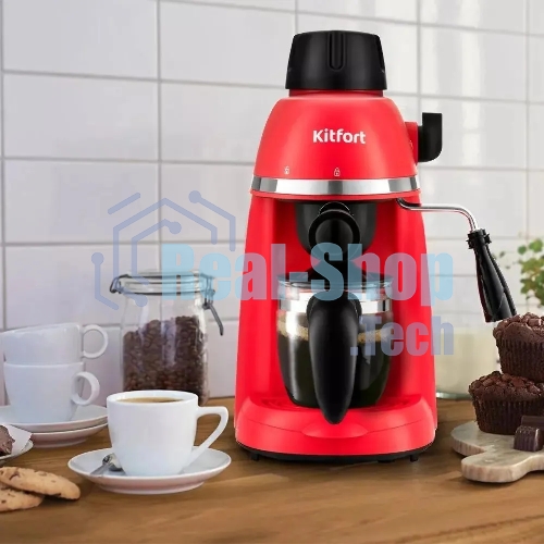 Кофеварка капельная Kitfort КТ-760-1 красный/черный, молотый кофе, 240мл, 800Вт, 3,5 бар