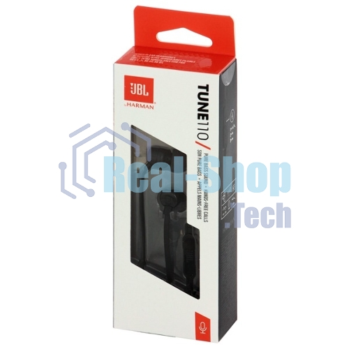 Проводные наушники JBL Tune 110 черный, внутриканальные, Jack 3.5 мм