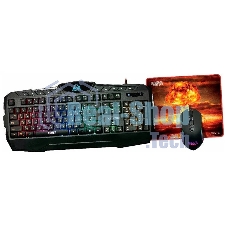 Комплект клавиатура+мышь Qumo Wartime проводной, USB, 3200 DPI, чёрный
