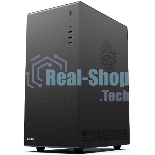 Компьютерный корпус CBR mATX Minitower V500, без БП, 1хUSB 3.0, 2хUSB 2.0, HD Audio+Mic, закаленное стекло, черный [PCC-MATX-V500-WPSU