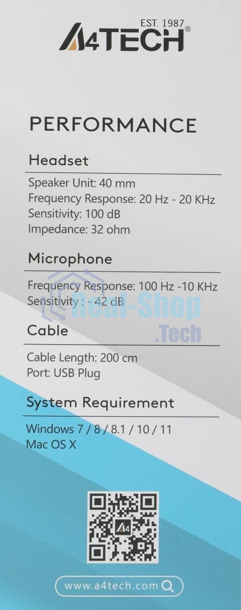 Гарнитура A4Tech Fstyler FH100U белый/черный, проводная
