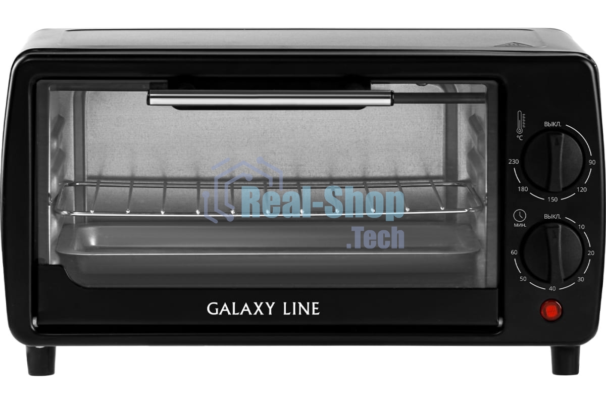 Мини-печь Galaxy Line GL 2625, черный, 8 л, 1000 Вт, таймер на 60 минут, индикатор работы, автоотключение