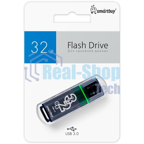 Флешка USB Smartbuy Glossy series Dark Grey (SB32 GbGS-DG), 32Gb, USB 3.0, R/W 75/25, темно-серый