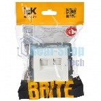 Розетка компьютерная двойная IEK BRITE РК10-2-БрБ RJ45 кат.5E белый